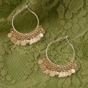 Gold Shaking Disk Hoop Earrings